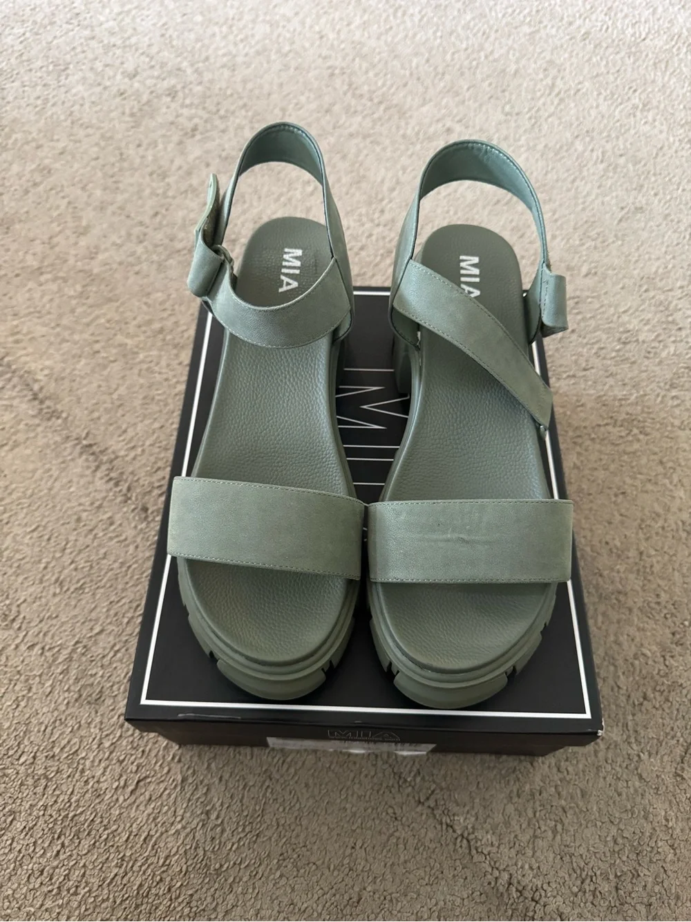 MIA Platform Lug Sandals in Olive